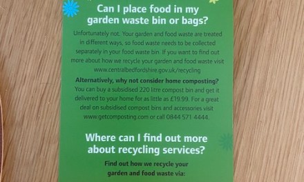 Central Bedfordshire Council’s ‘Recycling is Easy’ message printed on non-recyclable tags