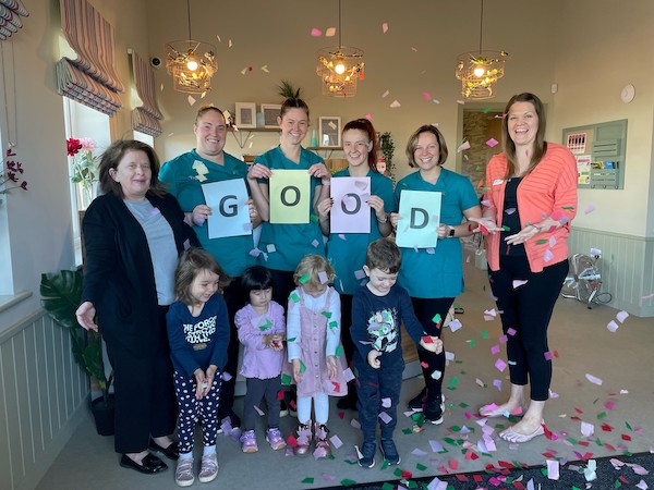 Marston Day Nursery team and children celebrate Ofsted Good rating 2021