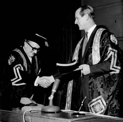 HRH, the Duke of Edinburgh receiving his Honorary Degree in 1969 Image Cranfield University 